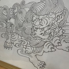 シーサーの鉛筆画2点の画像