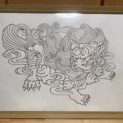 シーサーの鉛筆画2点