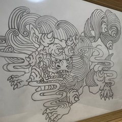 シーサーの鉛筆画2点の画像