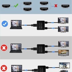 HDMI 分配器 1入力2出力 ケーブル付き 4k 二股の画像
