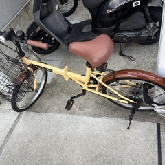 折りたたみ自転車 20インチ ベージュの画像