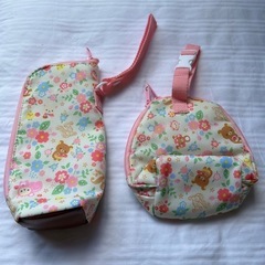 Rilakkuma リラックマ　花柄ランチバッグとボトルホルダーのセットの画像