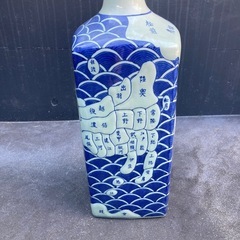 昭和レトロ 古地図柄 陶器製 壺 花瓶 オブジェ 大型 高さ61cm 和モダンの画像