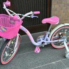 【セット割】　ディズニープリンセス 18インチ自転車＆ヘルメット 補助輪付きの画像