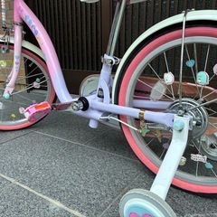 【セット割】　ディズニープリンセス 18インチ自転車＆ヘルメット 補助輪付きの画像