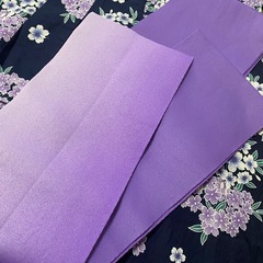 一度のみ使用　紫　浴衣  帯セットの画像