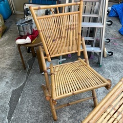 テーブル・椅子セット　バンブーセット　折りたたみ可能　　オシャレ　おしゃれ　お庭やカフェなどにの画像