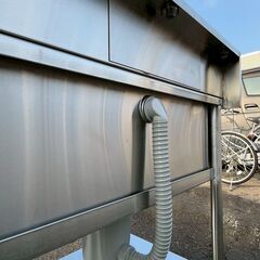 ステンレス製 1槽シンク 作業台 W1500×D600×H830 水栓穴付 状態良好 厨房 厨房機器 店舗 店舗用品 ステンレスシンク すのこ 流し台 Y1852の画像