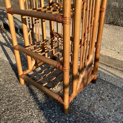 ラタンスリッパラック籐棚シェルフ花台電話台昭和レトロアジアン