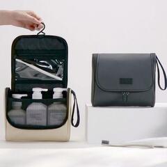 旅行用収納ポーチ レザートラベル 化粧品オーガナイザーバッグフック付きの画像