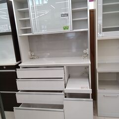 リユースのサカイ栃木店★ジモティ割あり★ 古賀家具 食器棚 ホワイト W119.5×D48×H201.5 クリーニング済み TC9690の画像