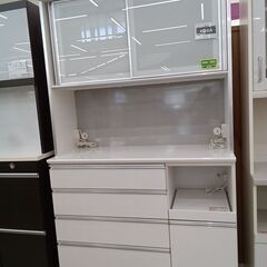 リユースのサカイ栃木店★ジモティ割あり★ 古賀家具 食器棚 ホワイト W119.5×D48×H201.5 クリーニング済み TC9690の画像