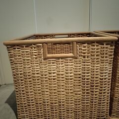 【無印良品】 重なるブリ材長方形バスケット 特大　3個セットの画像