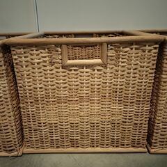 【無印良品】 重なるブリ材長方形バスケット 特大　3個セットの画像
