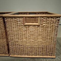 【無印良品】 重なるブリ材長方形バスケット 特大　3個セットの画像