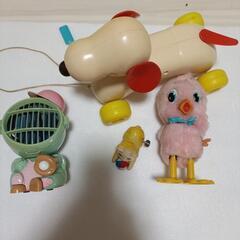 当時物昭和レトロ、扇風機、ゼンマイヒヨコ、犬っころの画像