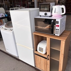 🔹家電7点セット  洗濯機・冷蔵庫・オーブン・ケトル・炊飯器・トースター・収納棚 🚚【配達可能・保証付き】の画像