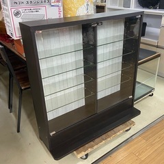 コレクションケース 木製 ガラス扉 ブラック 中古