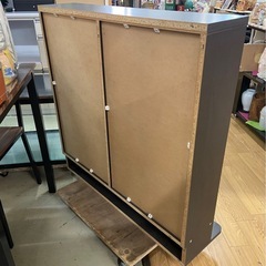 コレクションケース 木製 ガラス扉 ブラック 中古の画像