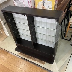 コレクションケース 木製 ガラス扉 ブラック 中古の画像