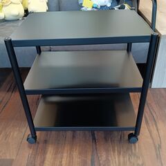 未使用品　キャスター付　三段収納ラック　ブラック　黒　サイズ（約）幅52×奥37×高56　　■近隣配送無料 買取GO‼　栄和店の画像