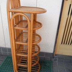ラタン 籐 スリッパラックの画像