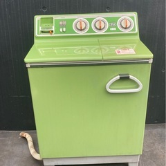 三菱　二層式洗濯機　千曲　CW-621G　緑　グリーン　動作確認済み　昭和レトロの画像