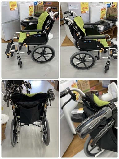 R449 ☀️ MATSUNAGA 車いす（介助型） NEXT-61B グリーン ネクストコア・アジャスト ⭐ クリーニング済