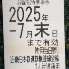 近鉄株主優待券（７月末期限の切符）　1枚