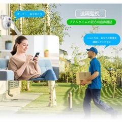⭐️新品未使用⭐️二つ監視画面・防犯カメラ 屋外 PTZ首振り 見守りカメラ ペットカメラの画像
