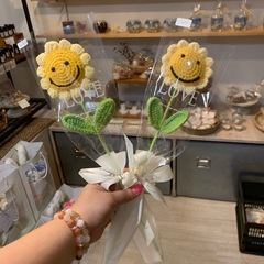 鍵編み一輪ひまわりの画像