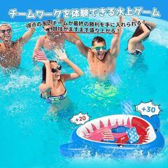 シャークデザイン ビニールプール 夏の水遊び 浮き輪の画像