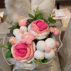 うさぎちゃんの鍵編みブーケの画像