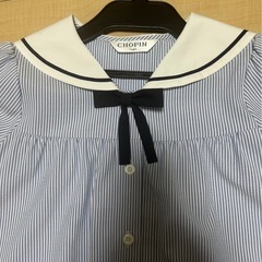 清楚系夏ワンピース　セーラー　水色ストライプ/紺リボンの画像