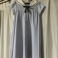 清楚系夏ワンピース　セーラー　水色ストライプ/紺リボンの画像