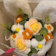 ふわふわうさぎ鍵編みブーケの画像