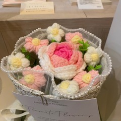 鍵編みブーケボックス手提げの画像