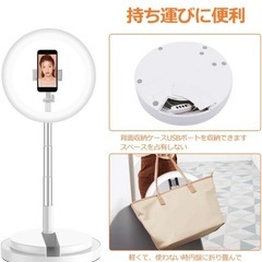 【7月中取引】【ほぼ未使用・美品】LEDリングライト 撮影照明用ライト9段階調光可能 3モード 外径11.4インチ/29cm USB充電  自撮りライト YouTube/tiktokの画像
