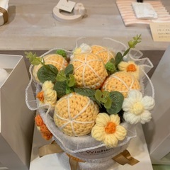 鍵編みブーケボックス手提げの画像