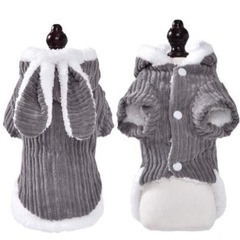 犬服 サイズM　もこもこ うさ耳パーカー　裏起毛　グレーの画像