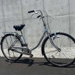 R26 ブリヂストン EBU60 B6H　エブリッジ EBRIDE 26インチ 自転車　シルバー色　学生さん ママチャリ お買い物 現状の画像