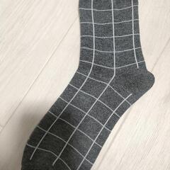 新品 ソックス グレー チェック 靴下の画像