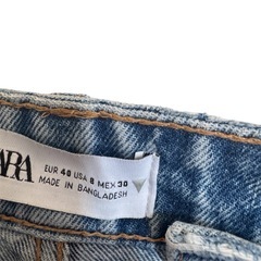 【ザラ】レディース ダメージ ライトブルー デニムパンツ EUR 40の画像