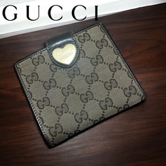 GUCCI グッチ ラブリーハート Wホック2つ折り財布 GGキャンバス
