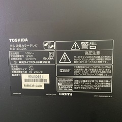【ジャンク】TOSHIBA REGZA 43G20X 2015年製の画像