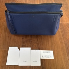 CELINE セリーヌ ハンド、トートバッグ レザー ブルー 
