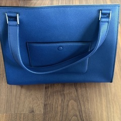 CELINE セリーヌ ハンド、トートバッグ レザー ブルー の画像