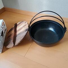 鉄鍋鋳物製　いろり鍋　田舎鍋イシガキ産業　27㎝　4～5人用23㎝天ぷら鍋セット　の画像