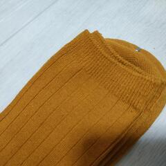 新品 リブ ソックス からし色 マスタードイエロー 吸水速乾 消臭 靴下の画像