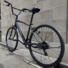 【7万で購入】クロスバイク 黒 美品 激レアBMXタイプ 名門シマノ社製変速搭載 ロードバイク ピストバイク マウンテンバイク ミニベロ BMX ビーチクルーザー お洒落 自転車【早い者勝ち】の画像